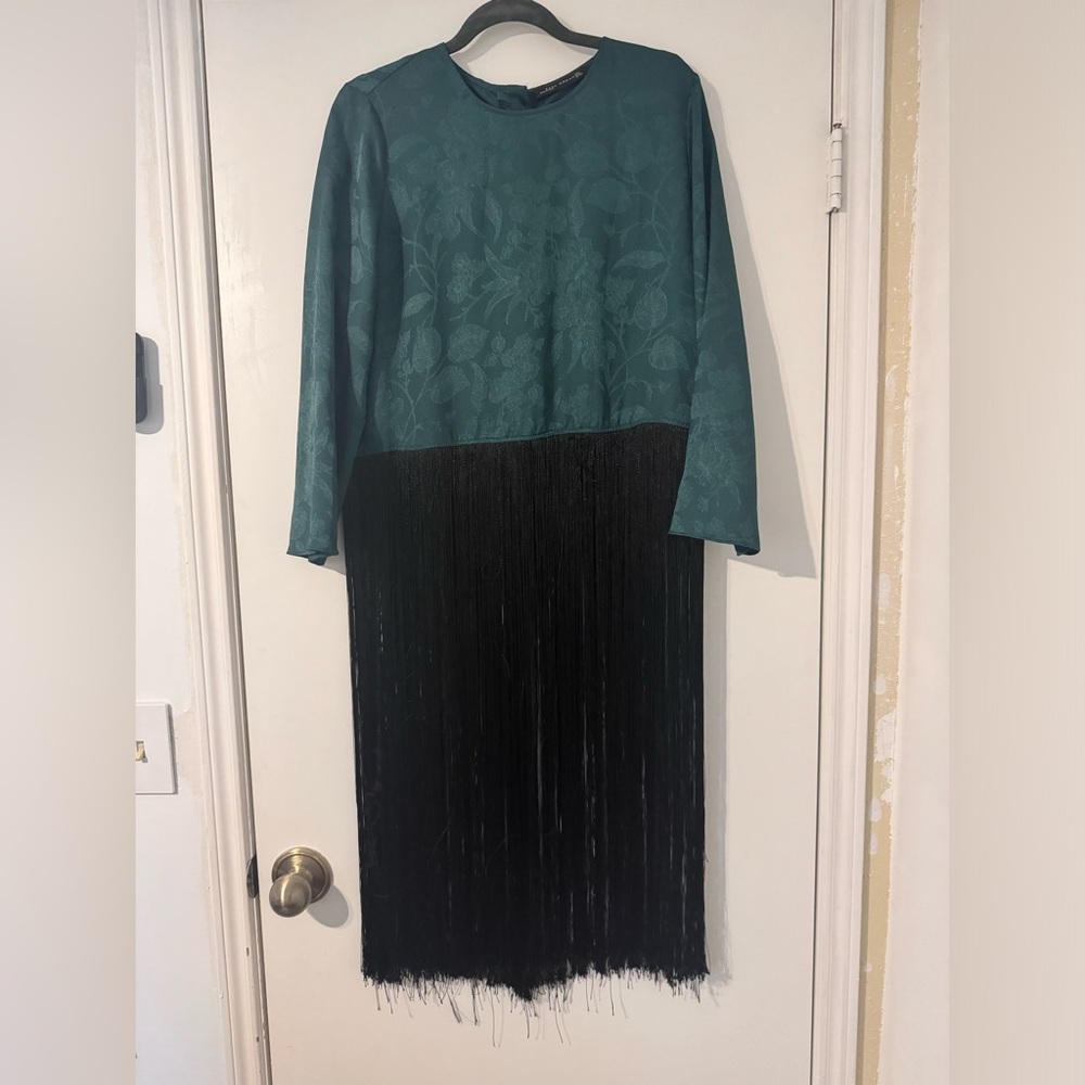 Zara jacquard fringe top